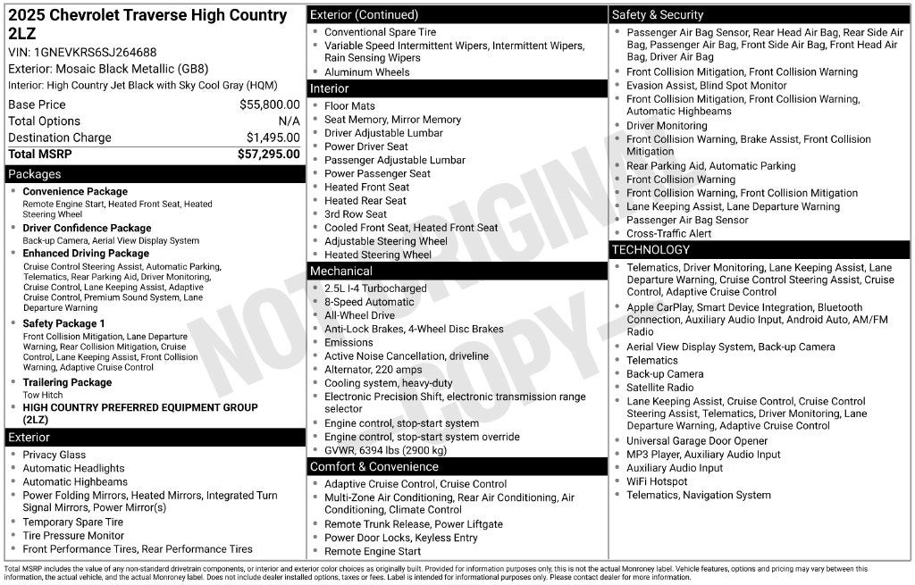 2025 Chevrolet Traverse High Country