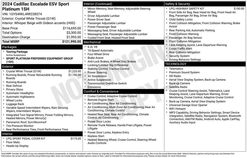 2024 Cadillac Escalade ESV Sport Platinum