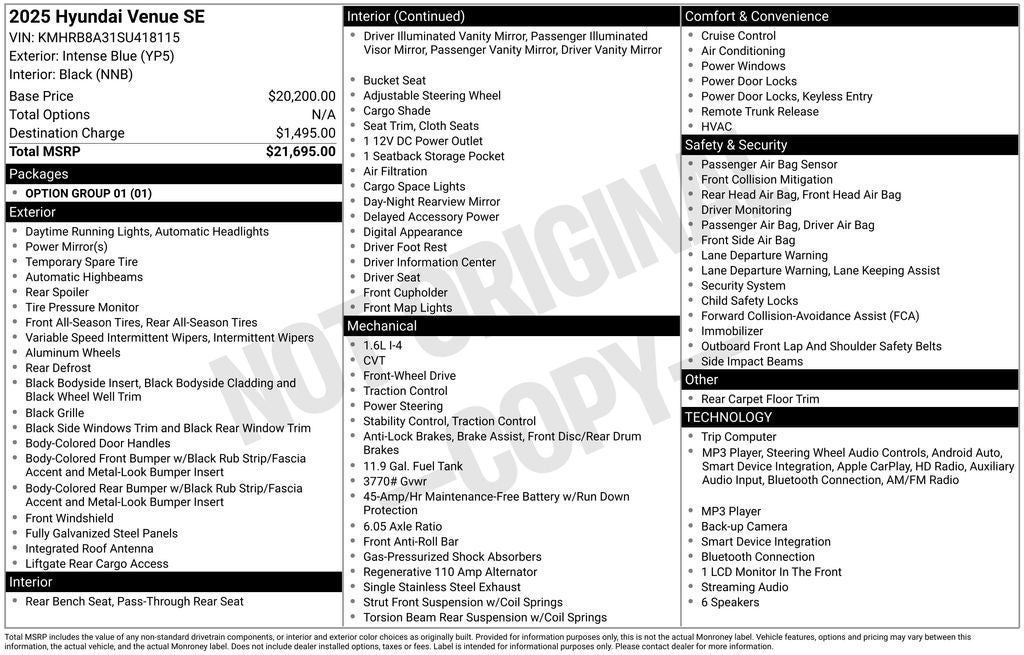 2025 Hyundai Venue SE