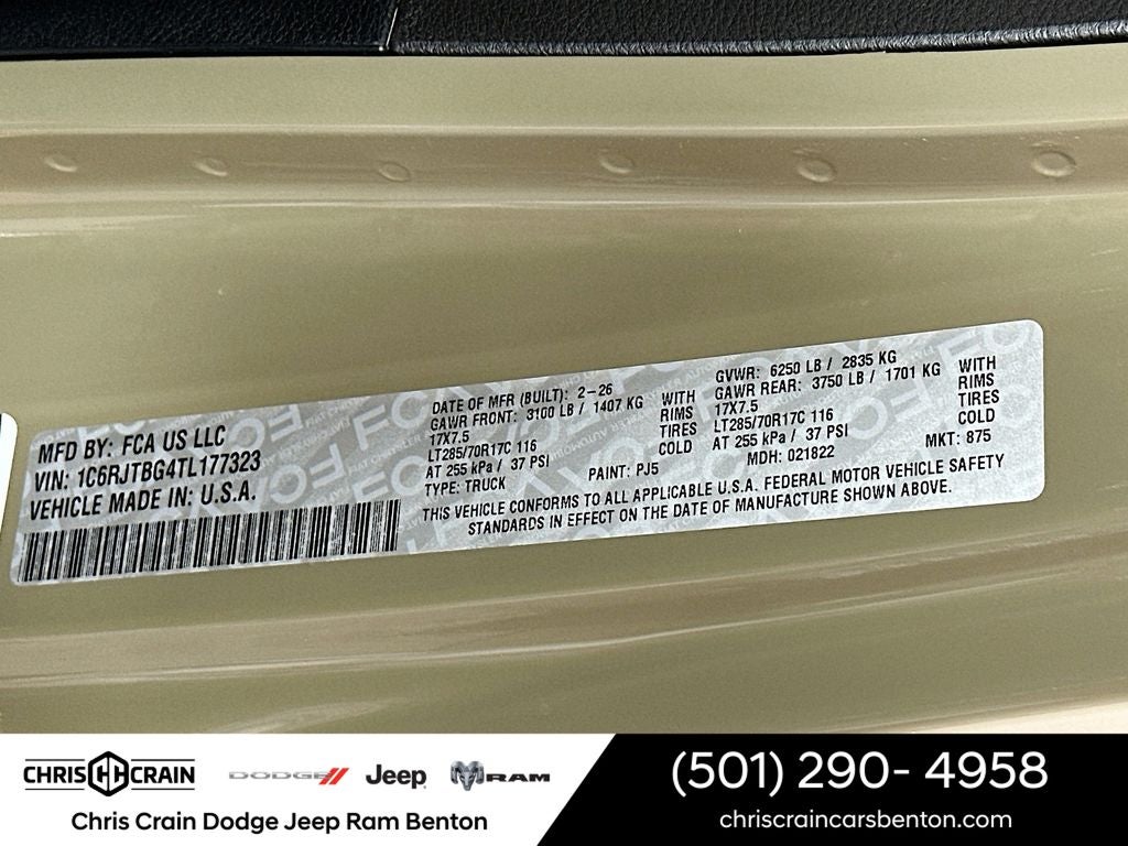 2026 Jeep Gladiator GLADIATOR RUBICON 4X4