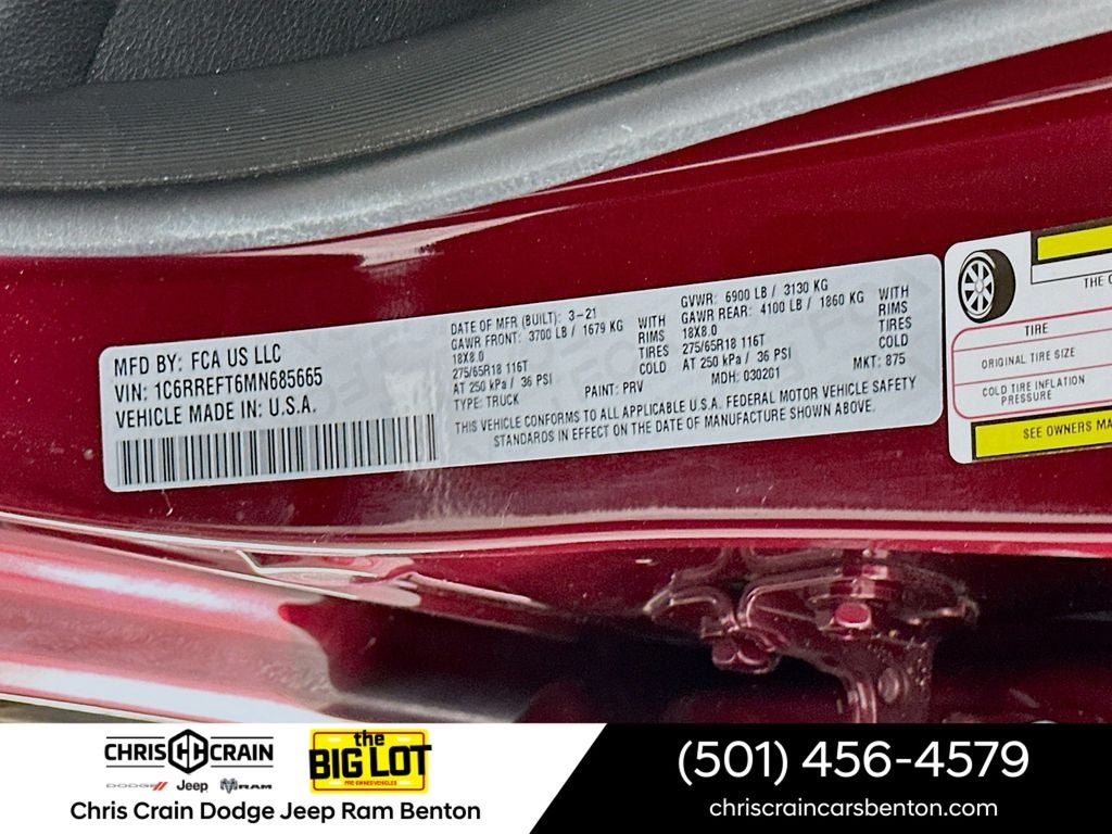 2021 RAM 1500 Big Horn Crew Cab 4x2 5'7' Box