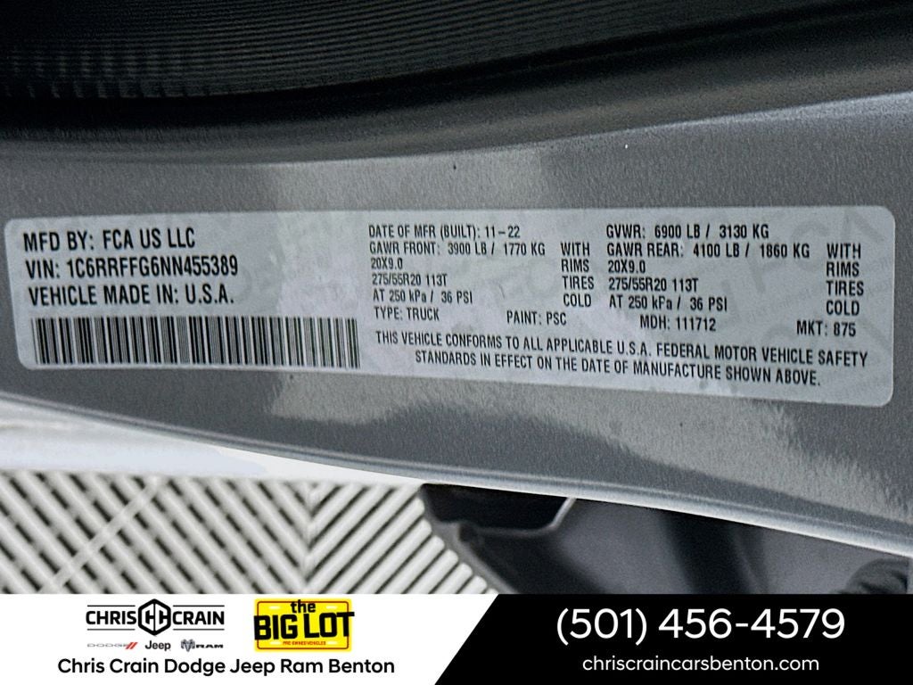 2022 RAM 1500 Big Horn Crew Cab 4x4 5'7' Box