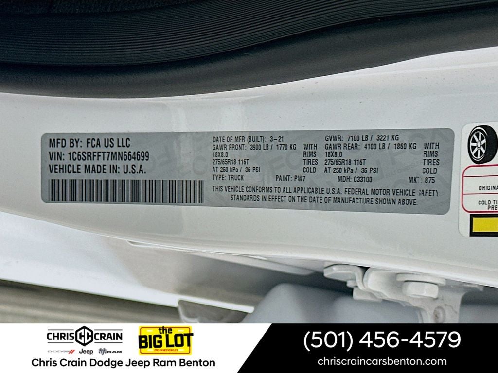 2021 RAM 1500 Big Horn Crew Cab 4x4 5'7' Box