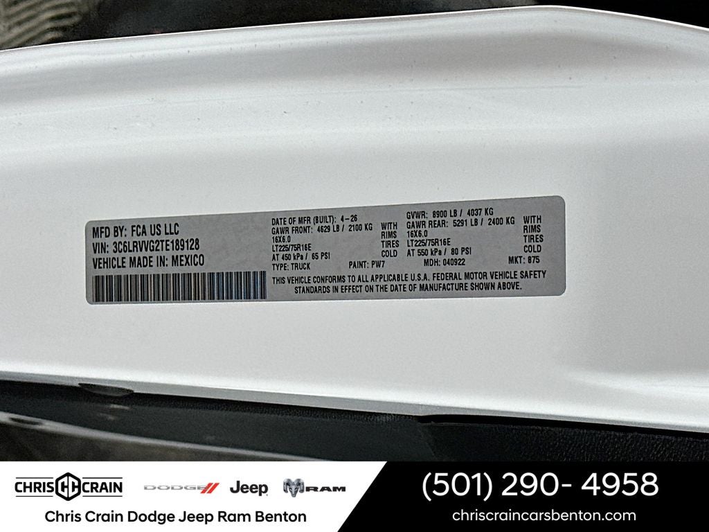 2026 RAM Ram ProMaster RAM PROMASTER 2500 TRADESMAN CARGO VAN LOW ROOF 136' WB