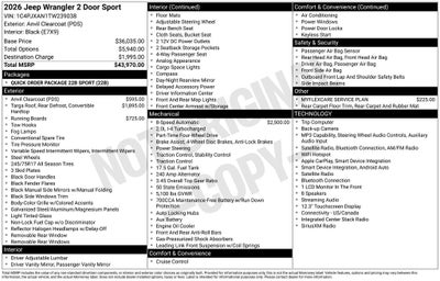 2026 Jeep Wrangler WRANGLER 2-DOOR SPORT