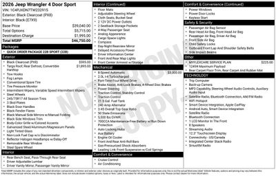 2026 Jeep Wrangler WRANGLER 4-DOOR SPORT