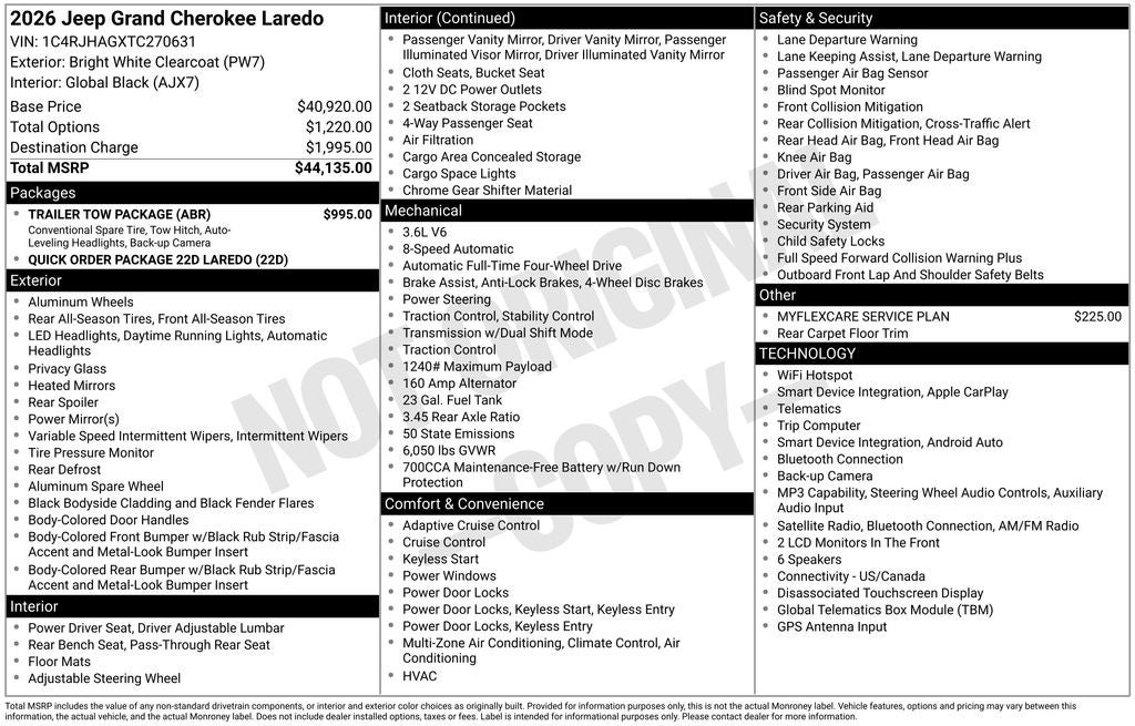 2026 Jeep Grand Cherokee GRAND CHEROKEE LAREDO 4X4