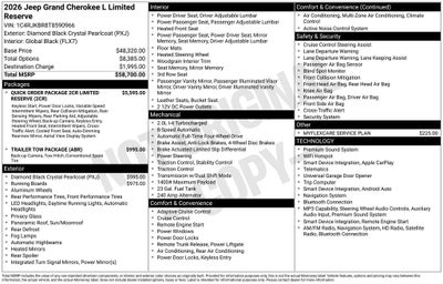 2026 Jeep Grand Cherokee GRAND CHEROKEE L LIMITED RESERVE 4X4