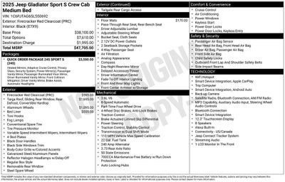 2025 Jeep Gladiator GLADIATOR SPORT S 4X4