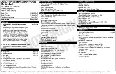 2026 Jeep Gladiator GLADIATOR SAHARA 4X4