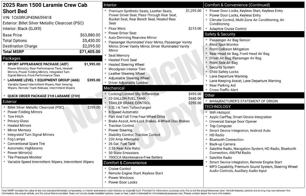 2025 RAM 1500 Laramie Crew Cab 4x4 5'7' Box