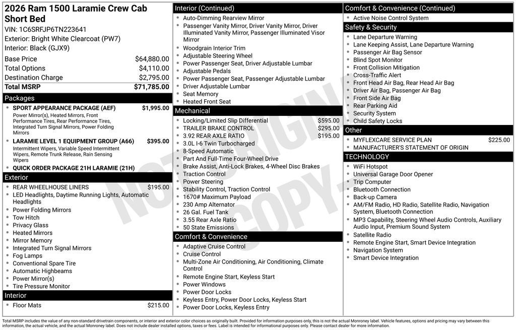 2026 RAM Ram 1500 RAM 1500 LARAMIE CREW CAB 4X4 5'7' BOX