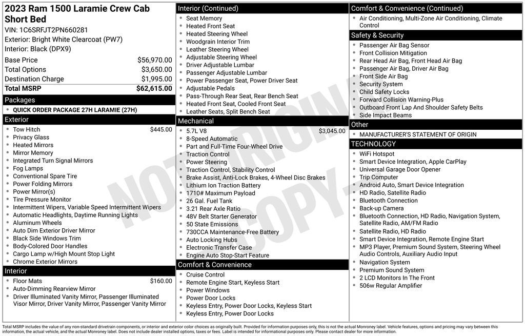 2023 RAM 1500 Laramie Crew Cab 4x4 5'7' Box