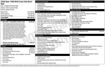 2026 RAM Ram 1500 RAM 1500 RHO CREW CAB 4X4 5'7' BOX