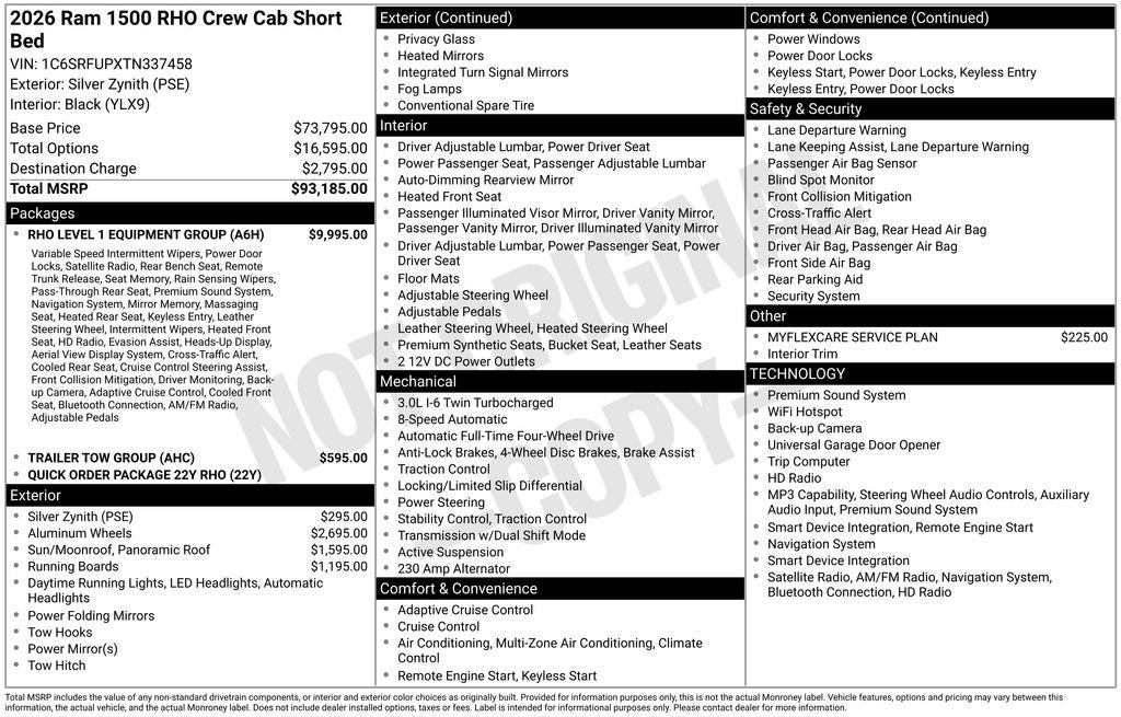 2026 RAM Ram 1500 RAM 1500 RHO CREW CAB 4X4 5'7' BOX