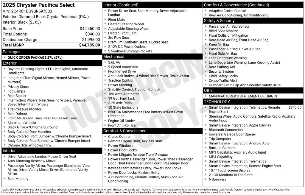 2025 Chrysler Pacifica Select