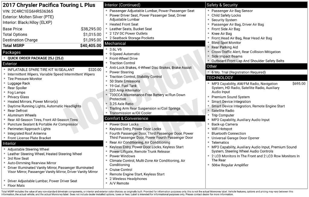 2017 Chrysler Pacifica Touring-L Plus