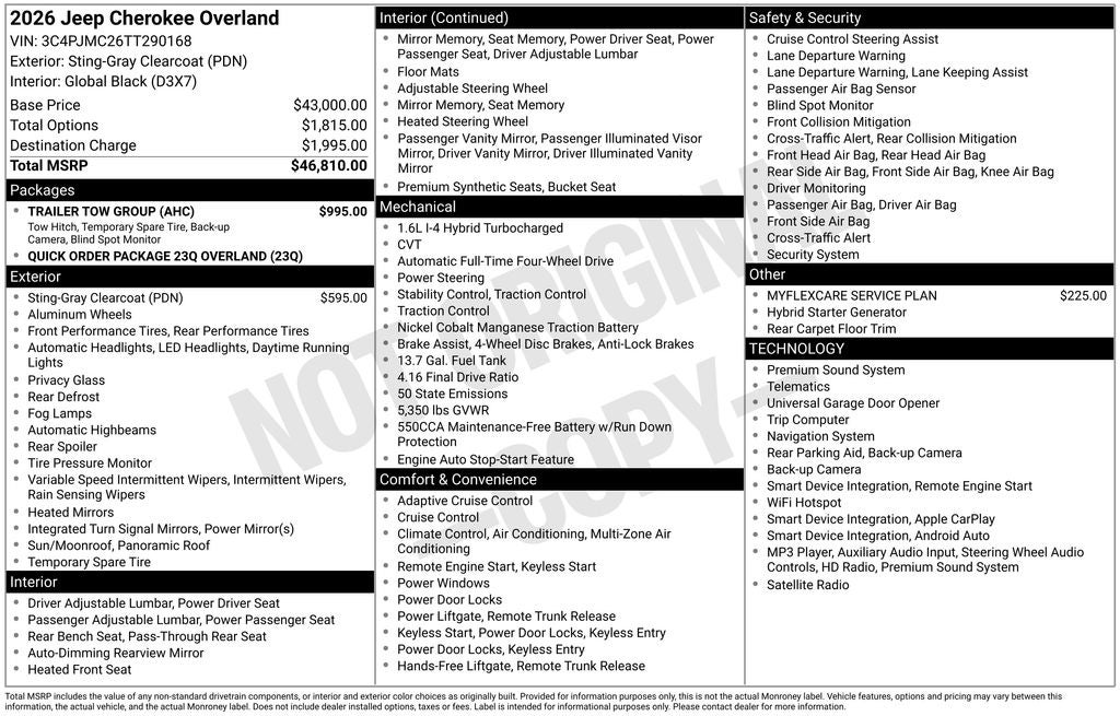 2026 Jeep Cherokee CHEROKEE OVERLAND 4X4