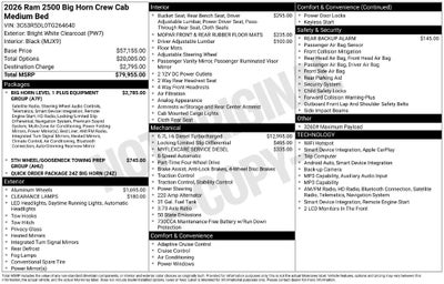 2026 RAM Ram 2500 RAM 2500 BIG HORN CREW CAB 4X4 6'4' BOX