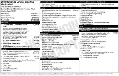 2021 RAM 2500 Laramie Crew Cab 4x4 6'4' Box
