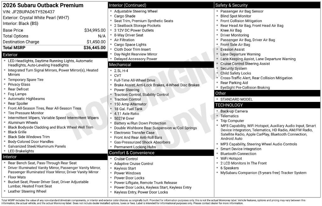 2026 Subaru Outback Premium