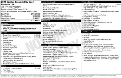 2024 Cadillac Escalade ESV Sport Platinum